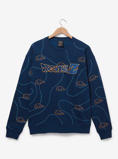 Add some Super Saiyan style to your wardrobe with this Dragon Ball Z-inspired sweatshirt! Featuring an allover design of clouds and lines  this crewneck includes embroidered "Dragon Ball Z" lettering  perfect for your next watch party.A BoxLunch Exclusive!80% cotton; 20% polyesterListed in unisex sizesWash cold with like colors; dry lowDo not iron over printImported Embroidered Dragon, Pop Pop Shirts, Allover Design, Embroidery Hoodie, Watch Party, Super Saiyan, Cozy Outfit, Hot Topic, Dragon Ball Z