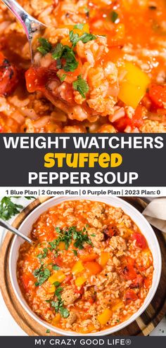 Chili Recipe Stovetop, Weight Watchers Crock Pot Recipes, Weight Watchers Meals Dinner, Slow Cooker Stuffed Peppers, Turkey Broth, Stuffed Pepper, Pepper Soup