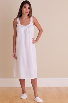 Design: Sleeveless, Round Neckline with English Lace White Cotton Nightgown, Grandmillenial Style, Victorian Nightgown, Relaxing Night, Cotton Nightgown, Nightgowns For Women, Lace Embroidery, Romantic Style, A Romantic