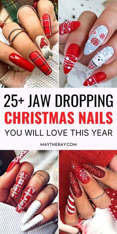 Christmas Naildesign, Christmas Nail Designs Holiday, Christmas Nail Designs Acrylic, Xmas Nail Designs, December Nails, Christmas Manicure, Red Christmas Nails, Polish Design, Holiday Nail Designs