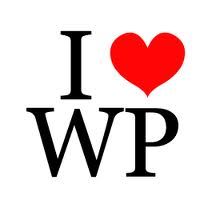 the word i love wp written in black and red with a heart on it