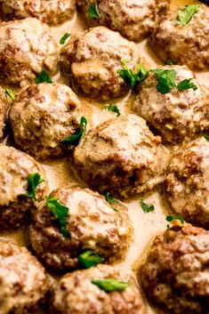 the meatballs are covered with parsley and ready to be eaten