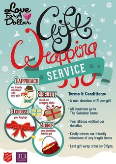 an advertisement for a gift wrapping service