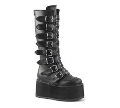 Damned-318 Black Platform Boots Demonia Damned 318, Demonia Boots, Knee High Platform Boots, Goth Boots, Goth Shoes, Demonia Shoes, Dr Shoes, Idee Cosplay, Light Up Shoes