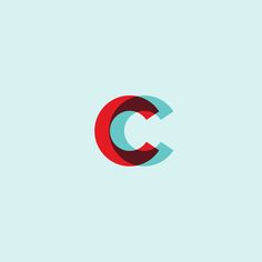 the letter c is made up of red, blue and green overlapping shapes on a light blue background