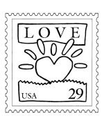 a stamp with the word love on it