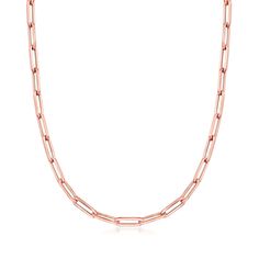 Ross-Simons - Italian 14kt Rose Gold Paper Clip Link Necklace. 18". From Italy, this paper clip link necklace is new and noteworthy. Finely crafted in blushing 14kt rose gold, the stately links will add a fresh new look to any outfit in your wardrobe. Lobster clasp, 14kt rose gold paper clip link necklace. Gold Gauges, Paper Clip Necklace, Rose Gold Paper, Necklace Rose Gold, Natural Gold, Necklace Rose, Gold Paper, Earring Sale, Fine Jewellery Necklace