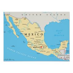 a map of mexico with the capital and major cities