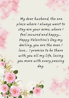 a card with pink flowers on it and the words, happy valentine's day