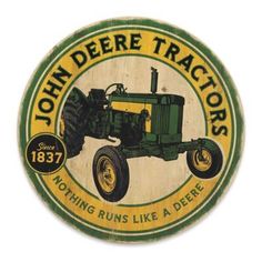 john deere tractor sign on a white background