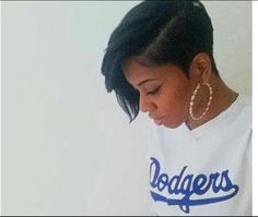 Option #2! Shaved Side Curly Hairstyles Black Women, Dodgers Jersey, Shaved Side, Birthday Style, Hair Goal, Meagan Good, Cut Life, Mohawks, Short Sassy Hair