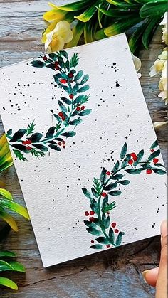 Christmas Watercolor Beginner, Christmas Card Craft Ideas For Kids, Easy Watercolor Ideas For Beginners Christmas, Simple Christmas Cards Watercolour, Xmas Cards Watercolour, Watercolor Christmas Art Simple, Easy Watercolor Holiday Card, Easy Watercolor Christmas Cards Tutorial, Watercolor Christmas Flowers