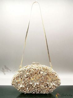 Bird in Bag - Crystal Flower Clutch Evening Bag for Wedding Bridesmaids with Rhinestone Accents Elegant Crystal Bag For Prom, Elegant Crystal Bags For Prom, Elegant Flower-shaped Evening Bag, Gold Crystal Bags For Prom, Elegant Flower Shaped Evening Bag, Elegant Flower-shaped Evening Bag For Events, Elegant Flower Shaped Evening Bag For Events, Glamorous Wedding Evening Bag With Rhinestones, Elegant Flower Shaped Clutch For Formal Occasions