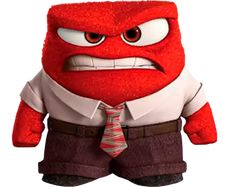 an angry looking red monster wearing a shirt and tie