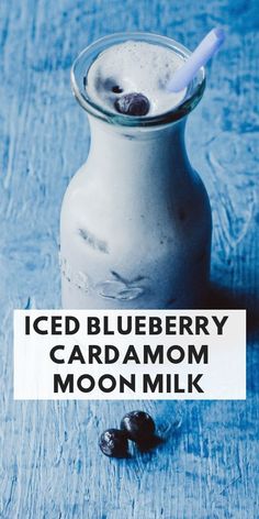 an iced blueberry cardamom moon milk