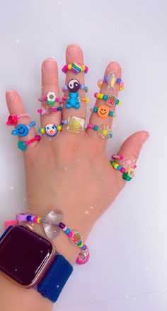 Kidcore Rings, Weirdcore Jewelry, Kawaii Rings, Kidcore Accessories, Kidcore Jewelry, 5 And Below, Harajuku Decora, 80s Accessories, Beads Ring