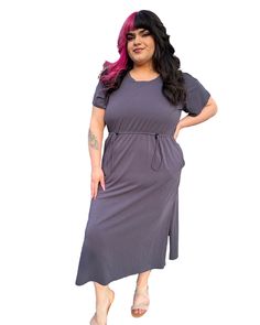 This Flutter Sleeve A-Line Dress is a dream come true! It's made with luxe fabric and has an adjustable waist for the perfect fit. Plus, it's twice as soft as cotton and light as air so you can dress it up with heels or down with sneakers. And there are two pockets to hold all your essentials! Sustainable TENCEL™ Modal fibers make this piece biodegradable, compostable, and beyond comfortable. Get ready to feel like royalty in this amazing dress! A must-have! Round out your vacation and weekend w Casual Solid Midi Dress With Gathered Waist, Casual Maxi Dress With Elastic Waistband For Daywear, Casual Spring Dresses With Banded Waist, Casual Spring Dress With Banded Waist, Casual Dress With Banded Waist For Spring, Spring Loungewear Dresses With Elastic Waistband, Casual Loungewear Dresses With Tie Waist, Spring Loungewear Dress With Tie Waist, Chic Relaxed Fit Dress With Elastic Waistband