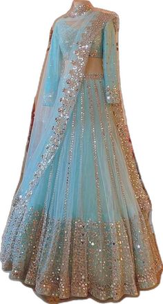 Blue Lengha Choli, Blue Lengha, Dori Work, Lehenga Choli For Women, Choli For Women, Sabyasachi Lehenga, Georgette Lehenga, Girls Party Wear, Lengha Choli