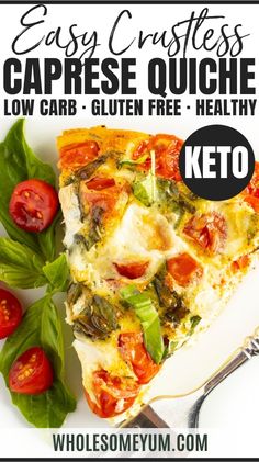 easy crustless caprese quiche low carb gluten free healthy keto