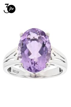 4.51ct Lavender Amethyst Rhodium Over Sterling Silver Solitaire Ring. Measures Approximately 0.39"L x 0.55"W. Not Sizeable. Lavender Amethyst, Solitaire Ring, Lavender, Amethyst, Sterling Silver, Ring, Silver