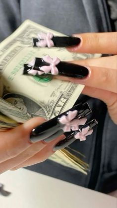 Simply Nail Designs Simple, Nail Pfp Aesthetic, Oval Y2k Nails, Matching Sets Nails, Chop Shop Nails, Dark Pink Square Nails, All Black Nails With Charms, Coquette French Nails, Asian Inspired Nails