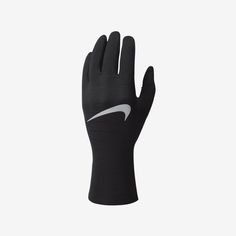 Stay warm during your chilliest morning run. Thermal technology helps to manage your body's heat in cold conditions, while the fitted cuffs help to keep all that heat inside the glove. Need to send a quick text or change the song on your fave running playlist? The touch screen-compatible thumb and forefingers keep you connected. Running Playlist, Running Gloves, Morning Run, Gloves Black, Morning Running, Body Heat, Running Women, The Song, Christmas List