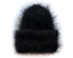 Mohair double layer beanie perfect to pop on when you're feeling chilly. Pull on this thick beanie and rejoice in the warmth of double-layered kid mohair with a generous turn-up cuff.  This product is made especially for you as soon as you place an order. Please allow up to 3-7 business days production time before shipping. Colour name: BLACK. Made to order in 18 colors. Size: Stretch to fit ( 22-23 in / 56-58 cm) Composition: 50% mohair, 50% acrylic Recommended Care Instructions: Hand wash only Slim Dresses Casual, Mohair Hat, Holographic Fashion, Black Beanie, Man Hat, Slim Dresses, Color Names, Beanie Hat