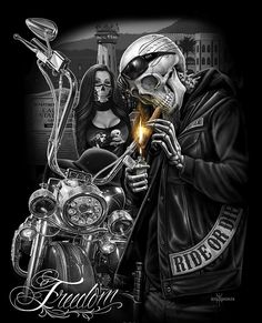 Motorcycle Man Cave, Motorcycle Man, Steve Mcdonald, Harley Davidson Artwork, Latino Art, Cholo Art, Lowrider Art, Skull Art Drawing