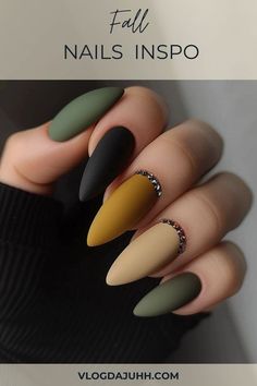 Fall Nails Different Color Each Nail, Neutral Matte Nails, Matte Ombre Nails, Matte Nail Colors, Autumn Nail, Matte Nails Design, Nails 2024, Hot Nails, Autumn Nails