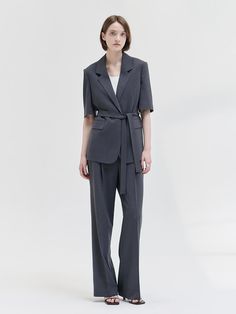 This is a trendy and feminine jacket by NILBY P that is made out of high quality and sturdy material. With distinctive mood of the design and comfortable wear, you can style it for your casual daily outfit.- Set up with matching pants- Flap pockets on the front- Feminine and modern mood Versatile Office Outerwear With Notch Lapel, Lapel Collar Pantsuit With Pockets For Work, Tailored Versatile Outerwear For Office, Chic Outerwear With Patch Pockets And Suit Collar, Elegant Outerwear With Relaxed Fit And Welt Pockets, Elegant Outerwear With Welt Pockets And Relaxed Fit, Chic Outerwear For Work With Patch Pockets, Office Wear Lapel Collar Pantsuit With Pockets, Office Wear Pantsuit With Pockets And Lapel Collar