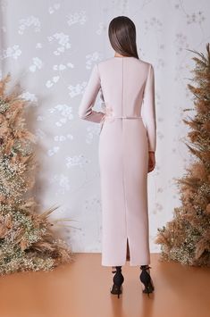 Description Blush Column, Long dress Fitted, Long Sleeves Closed neckline Crepe Dry Clean Made in Lebanon SKU op-5935 Long Dress Fitted, Jenny Packham Dresses, Cape Gown, Silhouette Dress, Long Sleeve Fitted Dress, Flare Gown, Ankle Length Dress, Dress Fitted, فستان سهرة