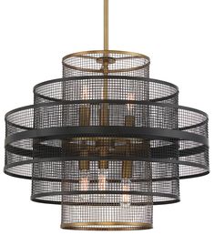 a chandelier made out of metal mesh