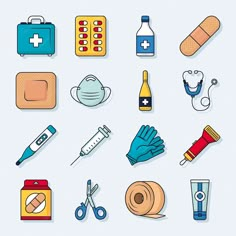 Premium Vector | Set of doctor's medical items medicine stethoscope pills thermometer ointment Vector illustration Doctors Tools Medical, First Aid Kit Drawing, Poster Pmr, First Aid Activities, First Aid Kit Design, First Aid Stickers, Doctor Supplies, First Aid Kid, First Aid Pictures