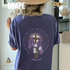 Embrace vintage vibes with our Retro Boho Religious T-shirt, perfect for Resurrection Sunday and Easter Mass celebrations! 🌼 Infuse your style with faith and love, and add a touch of Guadalupe clothing fashion to your family traditions. 🙏 Unique gifts for Catholics and believers alike! ✨ #ResurrectionSunday #EasterOutfit #FaithFashion IMPORTANT : Please note that we do not accept returns or cancellations. However, we happily address manufacturing defects. The production time for your item is 4 Vintage Purple Graphic Print Top, Vintage Purple Relaxed Fit Tops, Cotton Purple Top With Sublimation Print, Purple Cotton Top With Sublimation Print, Vintage Purple T-shirt With Letter Print, Vintage Purple Cotton T-shirt, Vintage Acid Wash Tops With Sublimation Print, Vintage Acid Wash Top With Sublimation Print, Purple Soft-washed Graphic Tee