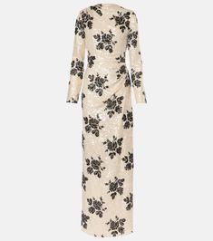 Sequined floral draped gown in white - Erdem | Mytheresa