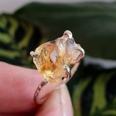 Raw Citrine Rock Ring Rock Ring, Rock Rings, Raw Citrine, Hammered Sterling Silver, Citrine Gemstone, Sterling Silver Bands, Silver Band, Statement Ring, Citrine