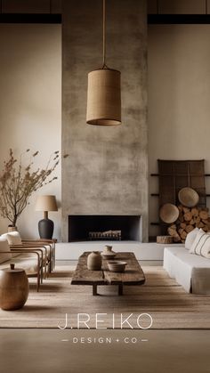 a living room filled with furniture and a fire place