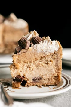 a piece of cake sitting on top of a white plate