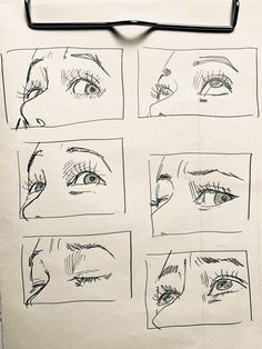 a drawing of different eyes and eyebrows