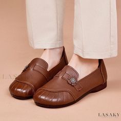 Lasaky - Easy to Walk Soft Sole Slippers Comfortable Round Toe Slip-ons, Round Toe Slip-ons, Comfortable Round Toe Slip-ons With Stitched Sole, Brown Slip-ons With Removable Insole And Round Toe, Comfortable Brown Closed Toe Loafers, Brown Round Toe Slip-ons With Removable Insole, Comfortable Loafers With Removable Insole And Round Toe, Comfortable Round Toe Loafers With Removable Insole, Spring Slippers With Leather Sole And Round Toe