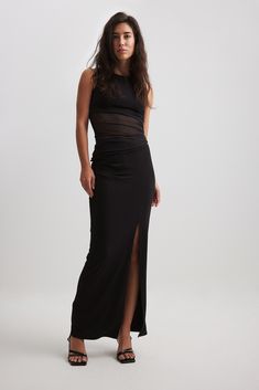 Rouched Maxi Skirt Black | NA-KD Black Fitted Maxi Sets, Black Fitted Maxi Skirt With Split, Black Full-length Maxi Skirt With Side Slits, Black Fitted Maxi Dress With Cut-out Waist, Black Non-stretch Full Maxi Skirt, Tops Fall Outfits, 23 Fashion, Low Waist Jeans, Maxi Rok