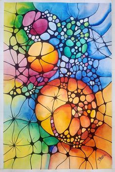 a painting with many different colors and shapes