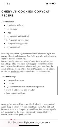 the recipe for cherry - cookies copycat recipe is shown in black and white text