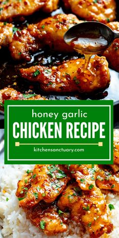 honey garlic chicken recipe on top of rice