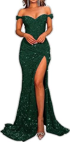 Party Green Maxi Dress With Sweep Train, Fitted Green Gown For Party Season, Green Full Length Dress With Sweep Train, Green Full-length Dress With Sweep Train, Full Length Green Dress For Prom, Green Full-length Dress For Prom, Full-length Green Dress For Prom, Green Sequin Dress For Banquet, Glamorous Green Floor-length Sequin Dress