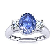 Tanzanite Rings | Tanzanite | 1.15ct Oval Tanzanite and Two Diamond Ring In 14K White Gold | Superjeweler 2 Diamond Ring, Tanzanite Rings, Rainbow Board, Blue Beauty, Tanzanite Ring, Tanzanite Gemstone, Sapphire Gemstone, Sparkle Diamonds, Diamond Clarity