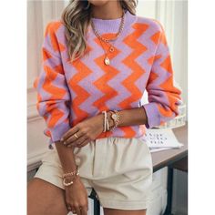 -Item Id 19682685 -Neckline: Stand Collar -Sleeve Type: Drop Shoulder -Style: Casual -Type: Pullovers -Color: Multicolor -Pattern Type: Chevron -Sleeve Length: Long Sleeve -Length: Regular -Temperature: Spring/Fall (18-25/63-77) -Fit Type: Loose -Fabric: Medium Stretch -Material: Knitwear -Composition: 52% Acrylic, 28% Polyamide, 20% Polyester -Care Instructions: Hand Wash Or Professional Dry Clean -Sheer: No **Open To Offers!!!** **Bundle To Save More** **30% Off Bundles Of 2 Or More Items!!** Ugly Christmas Sweater Women, Drop Shoulder Sweaters, Loose Sweater, Color Block Sweater, Inspiration Mode, Chevron Pattern, Fall Sweaters, Winter Sweaters, Knitwear Women