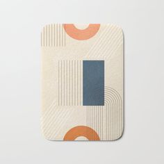 a square coaster with an abstract design in blue, orange and white on the front