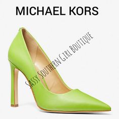 New Michael Kors Pear Green Leather Pumps Size 8 Southern Girl, Girls Boutique, Michael Kors Shoes, Green Leather, Leather Pumps, Shoes Women Heels, Pear, Shoes Heels, Michael Kors