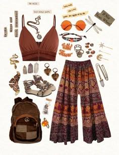 Cute Hippy Outfit, Hippy Outfit Ideas, Boho Outfits Pants, Hippie Inspo Outfit, Where To Buy Hippie Clothes, Boho Hippy Outfits, Hippy Pants Outfit, Hippie Looks Outfits, Boho Fits Aesthetic